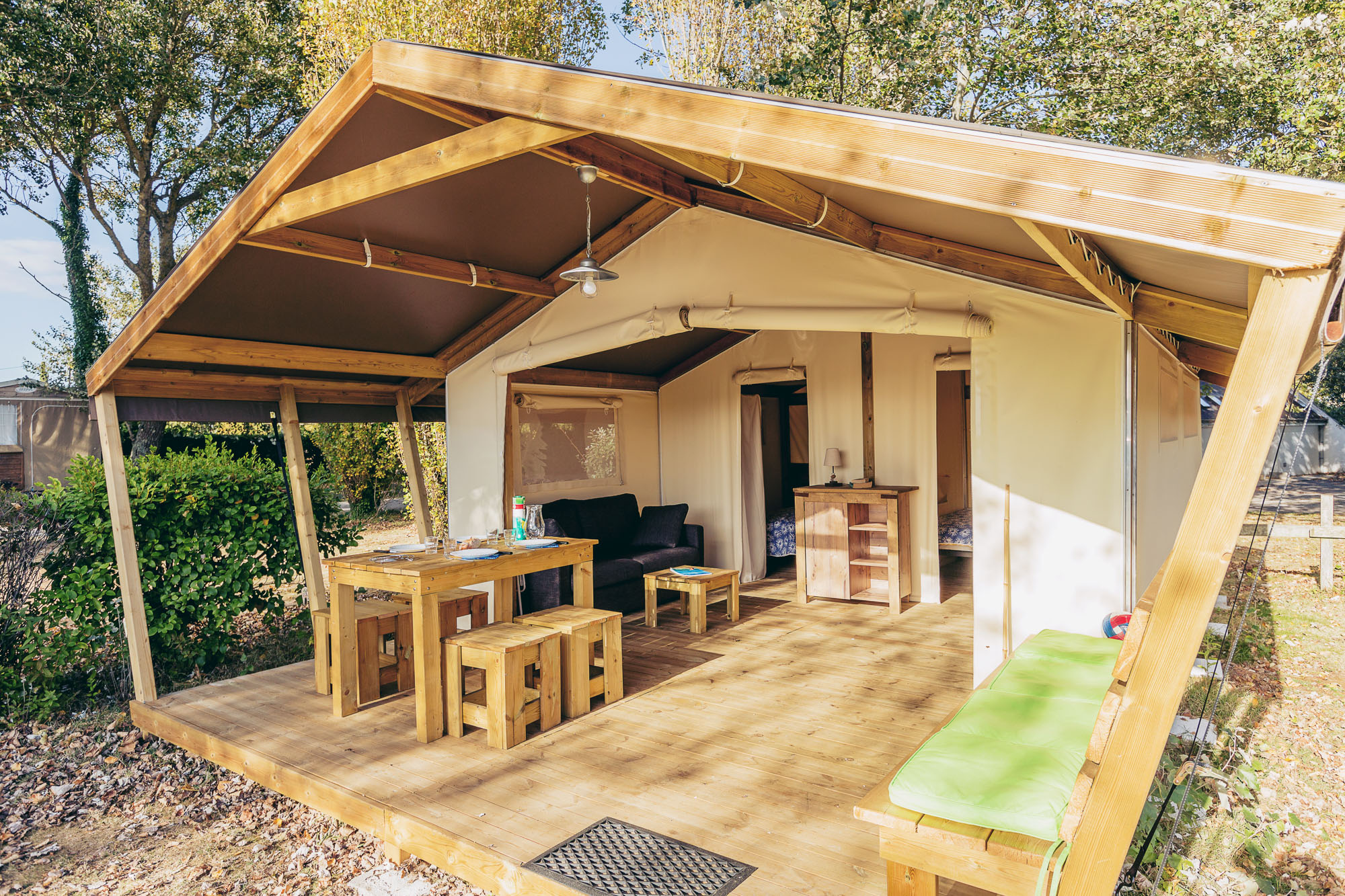 Pointe du Talud mobilhome terrasse bois nature